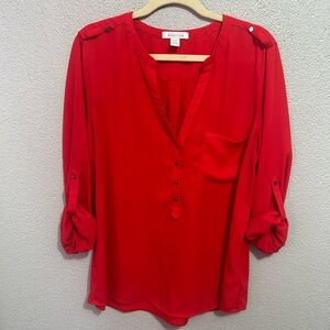 Kenneth Cole Reaction red v neck top size xl
